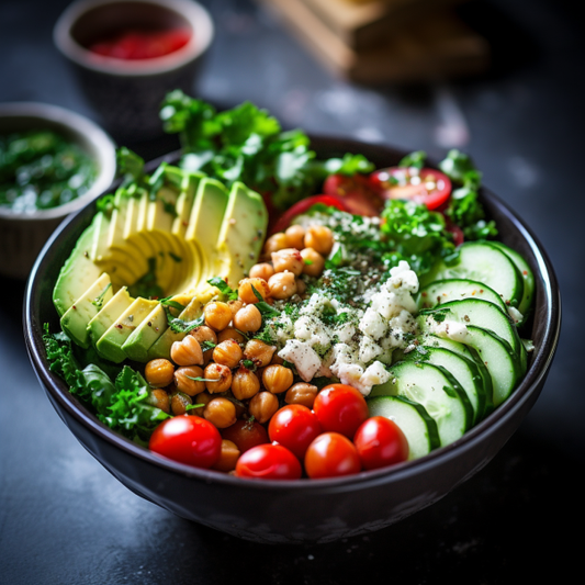 Mediterranean Poke Bowl (chicken/falafel optional)